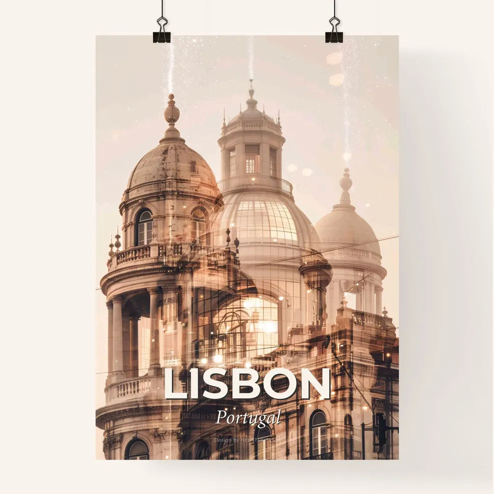 Lisbon Skyline: Double Exposure Cityscape Wonders Poster