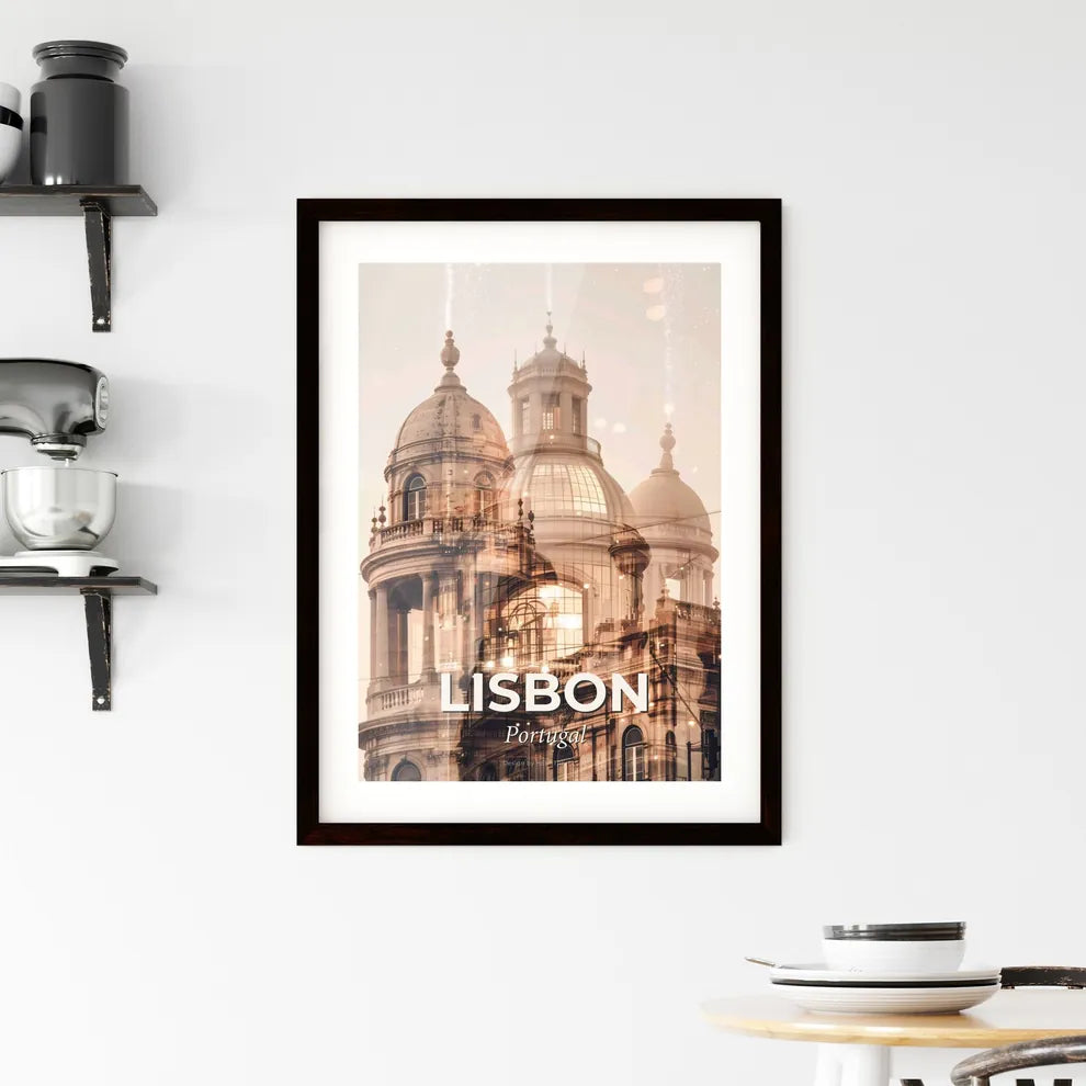 Lisbon Skyline: Double Exposure Cityscape Wonders Framed Print