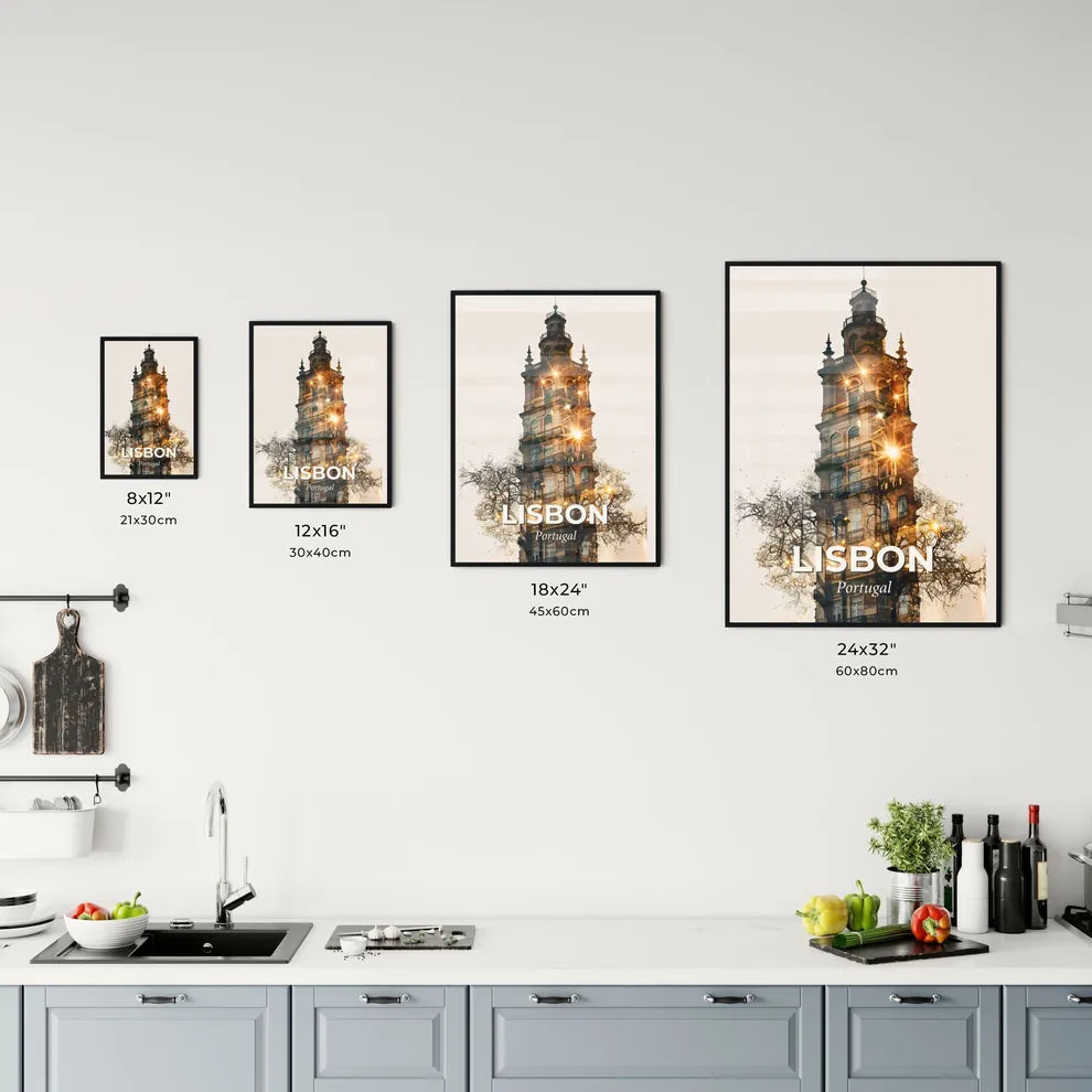 Lisbon Skyline Double Exposure Poster Print Office Art
