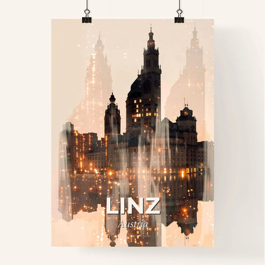 Linz Austria Cityscape Silhouette Art Poster Poster