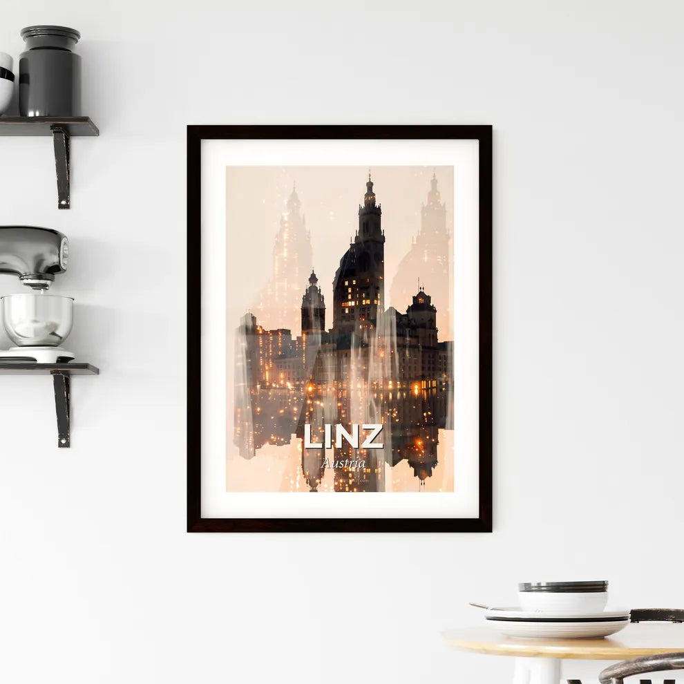 Linz Austria Cityscape Silhouette Art Poster Framed Print