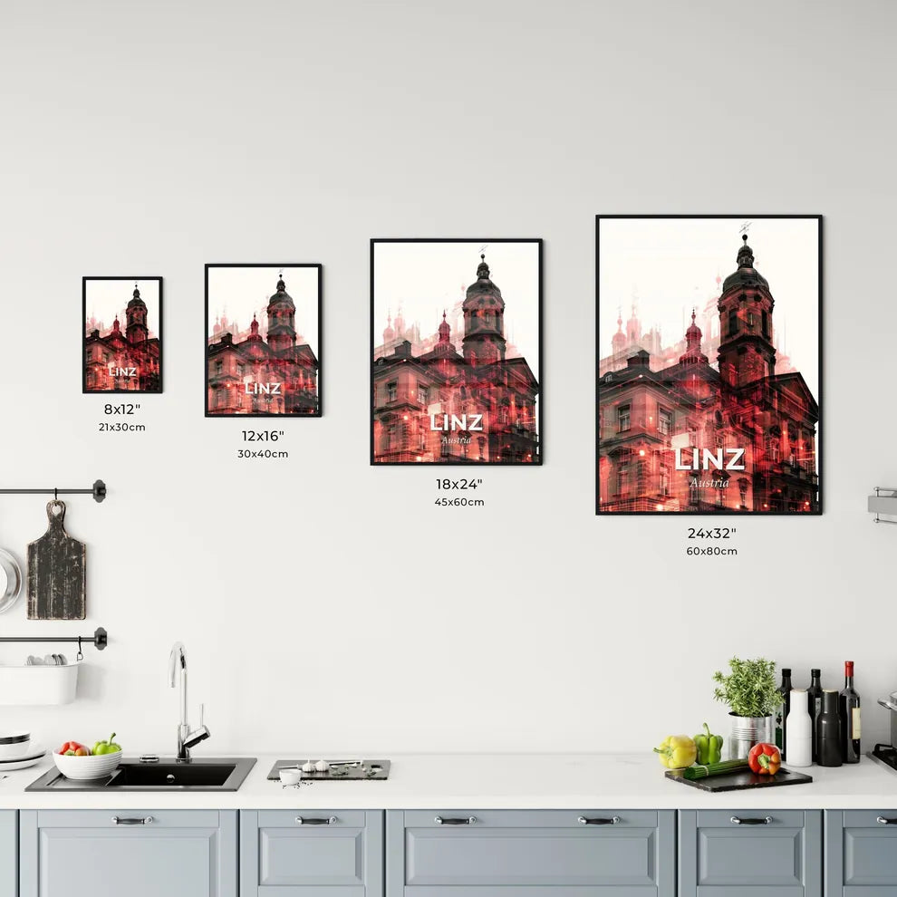 Linz Skyline Poster: Double Exposure Composite Silhouette Art Office Art