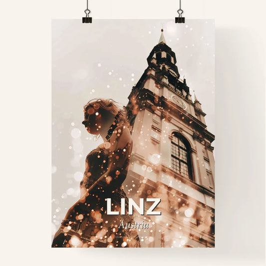 Linz Skyline Composite Art Poster, Beige Poster
