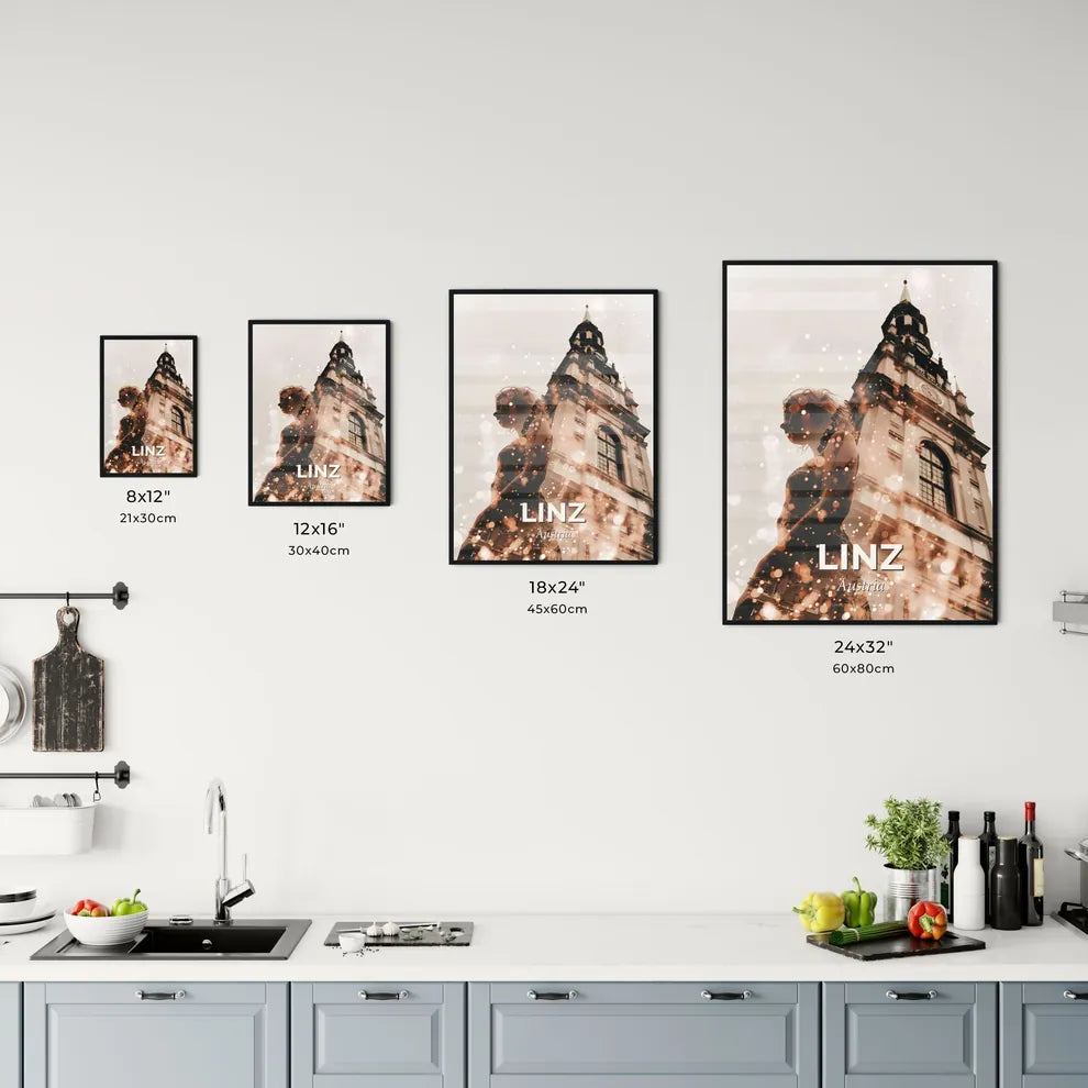 Linz Skyline Composite Art Poster, Beige Office Art