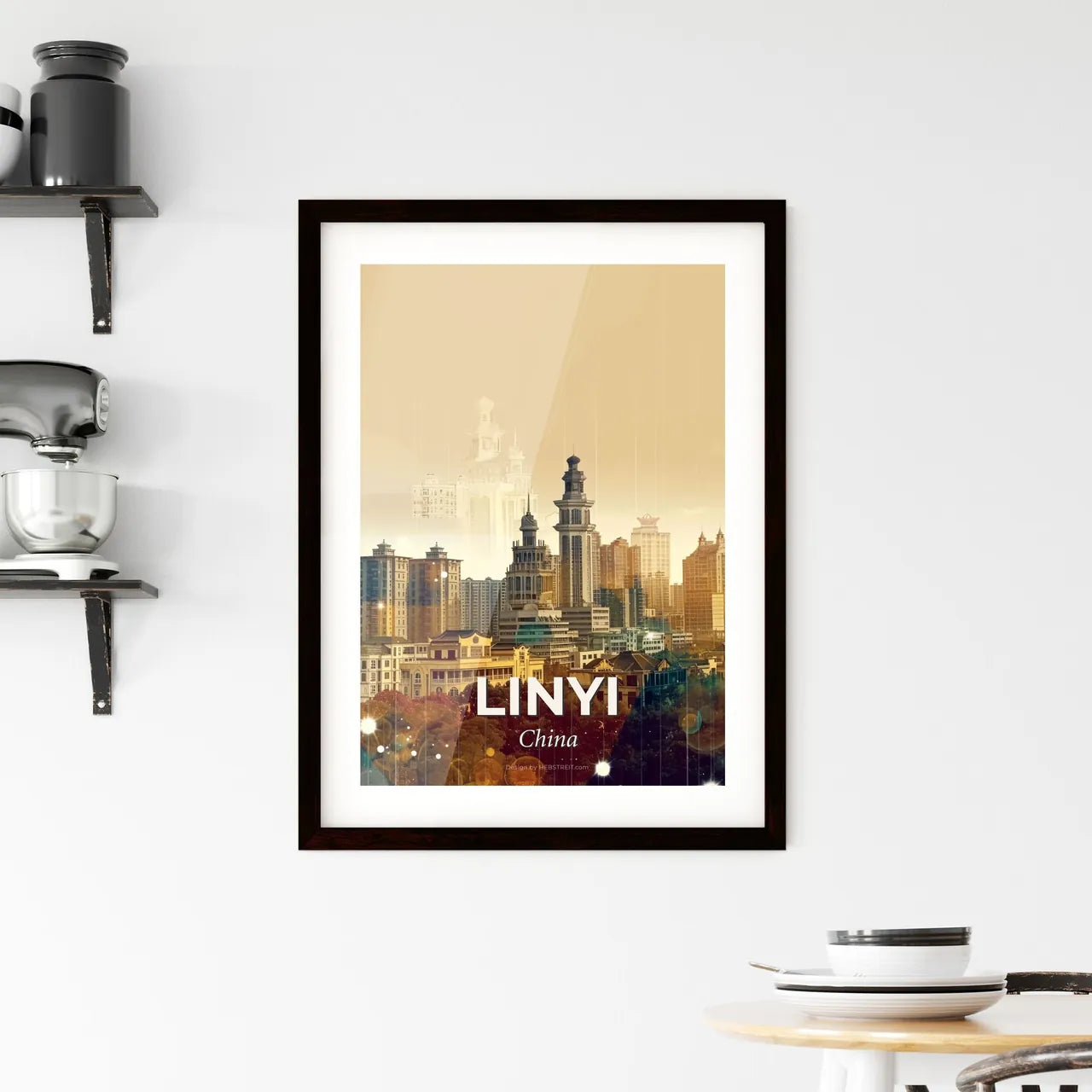 Linyi Cityscape Art: Local Icons in Double Exposure Framed Print