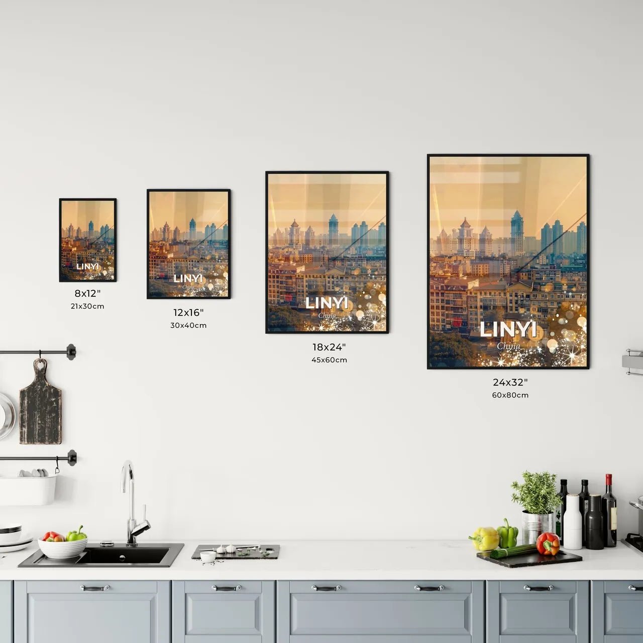 Linyi Skyline Poster: Local Architecture Icons Office Art