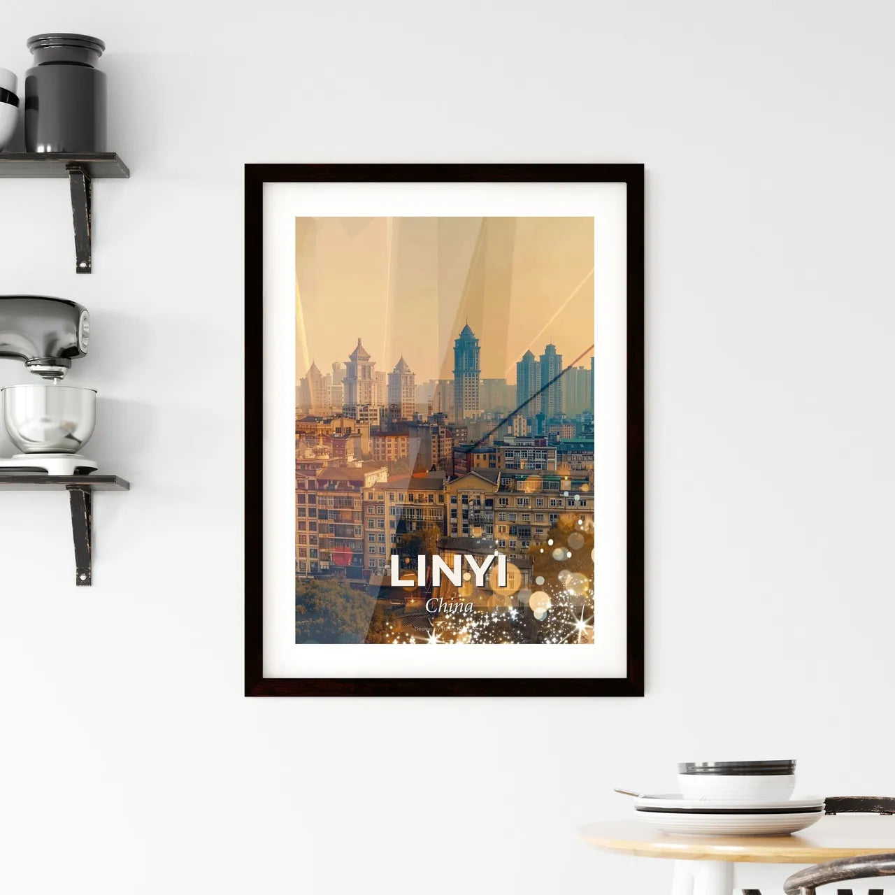 Linyi Skyline Poster: Local Architecture Icons Framed Print