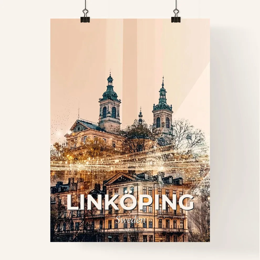 LinkÃ¶ping Cityscape Double Exposure Art Poster Poster