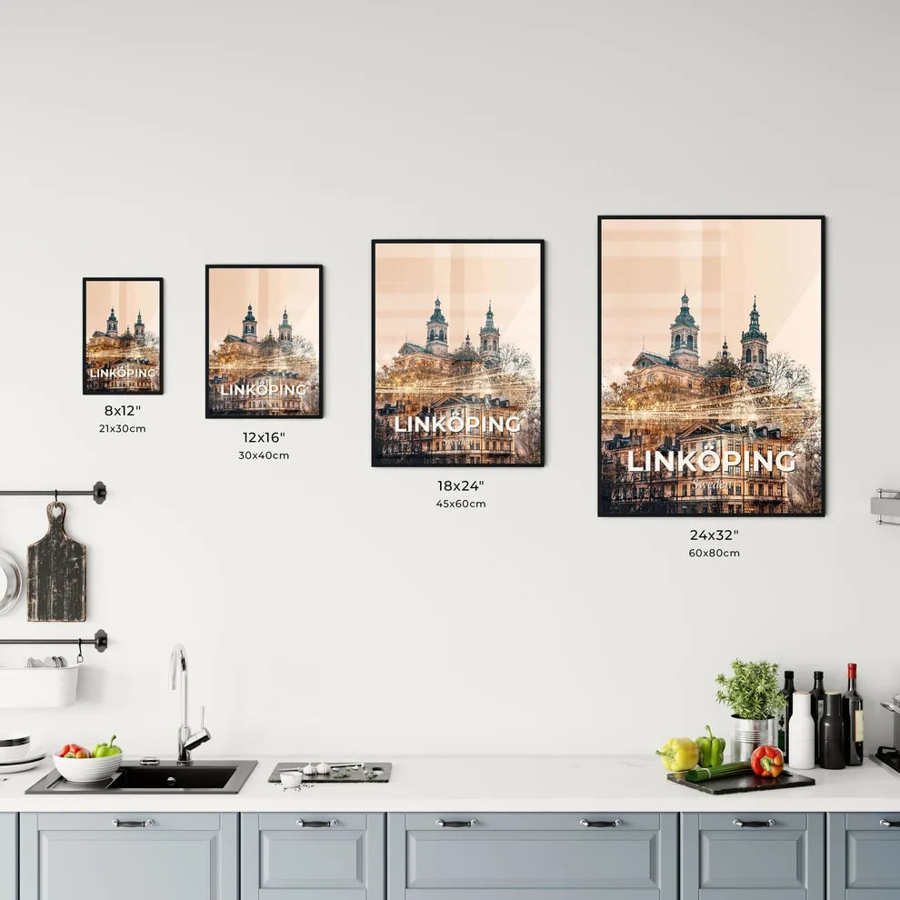 LinkÃ¶ping Cityscape Double Exposure Art Poster Office Art
