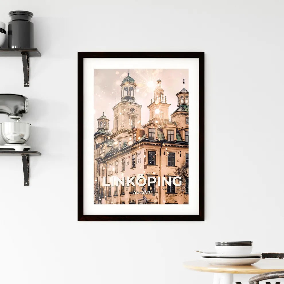 Linköping Skyline Double Exposure Art Poster Framed Print