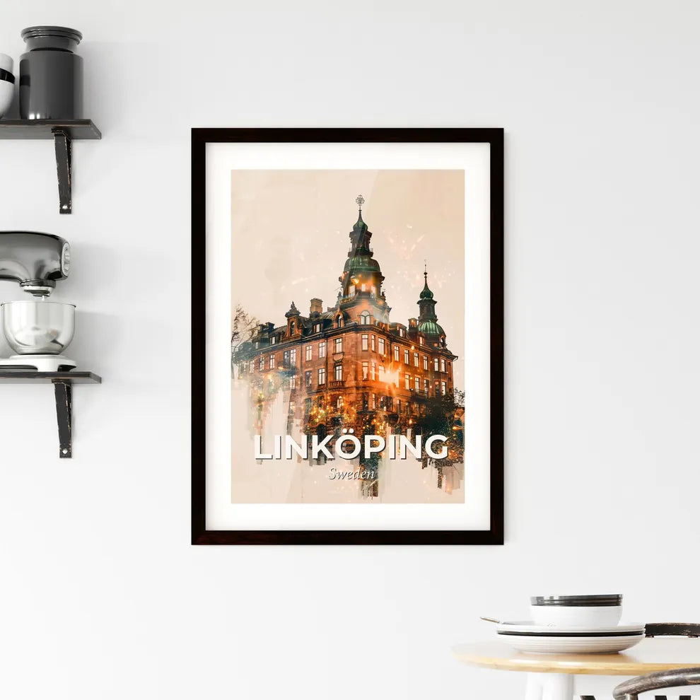 Linköping Skyline Double Exposure Poster Art Framed Print