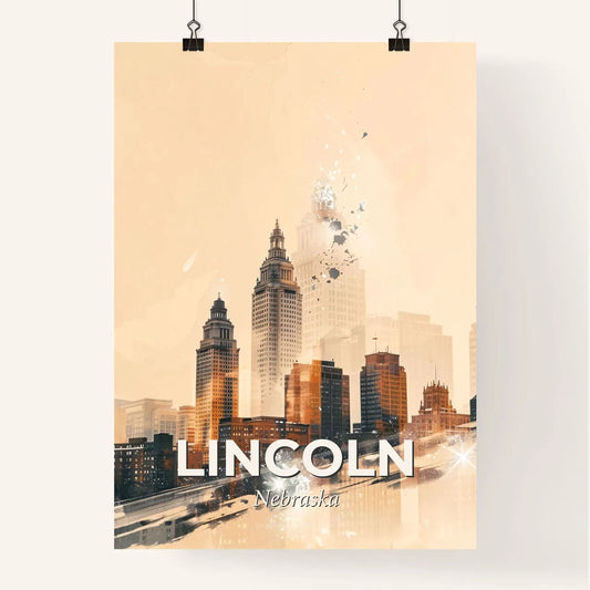 Lincoln Skyline Nebraska Cityscape Double Exposure Art Poster