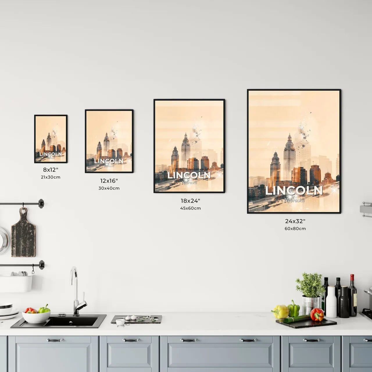 Lincoln Skyline Nebraska Cityscape Double Exposure Art Office Art