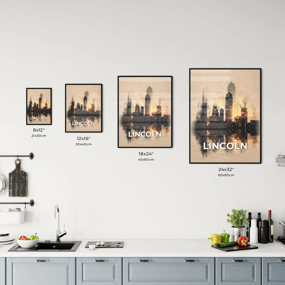 Lincoln Skyline Sparkle Composite Poster Office Art