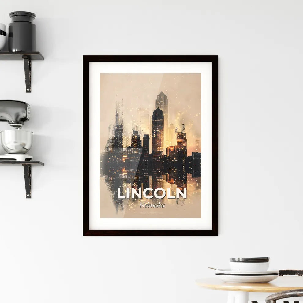 Lincoln Skyline Sparkle Composite Poster Framed Print