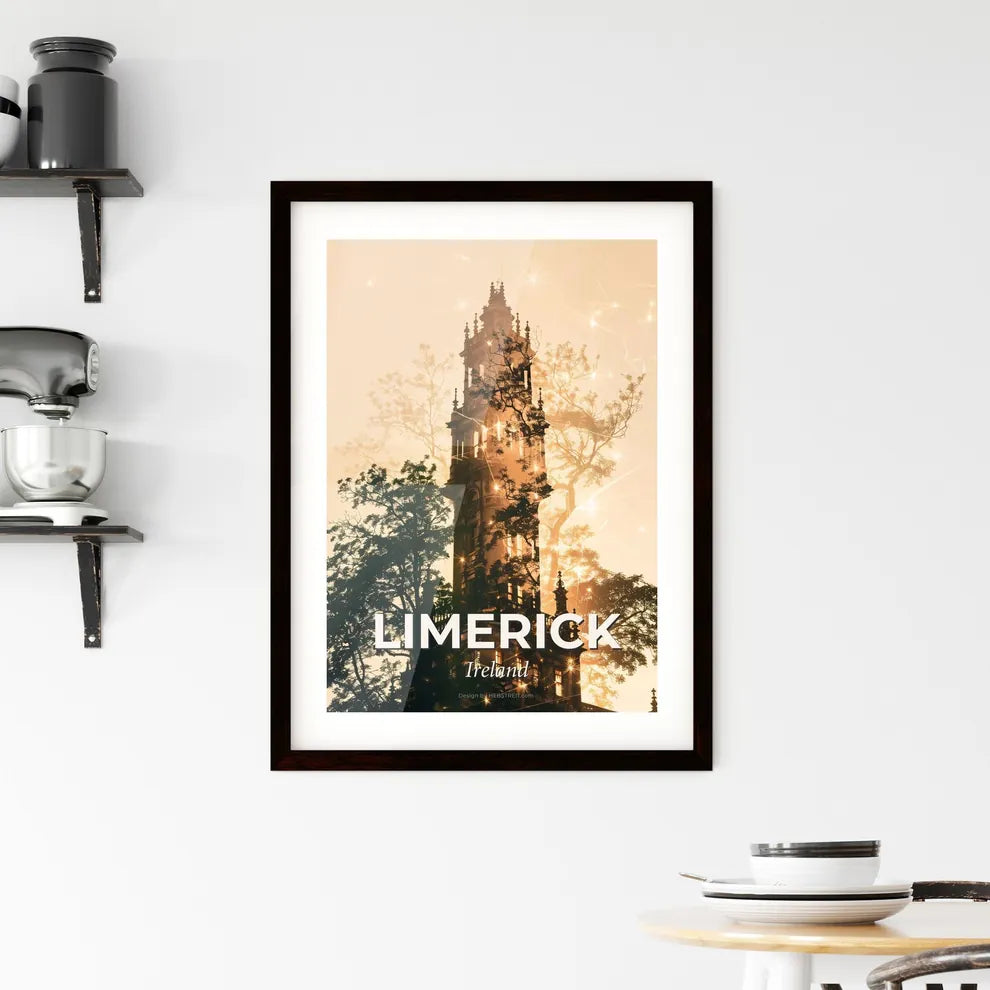 Limerick City Skyline Silhouette Double Exposure Art Poster Framed Print