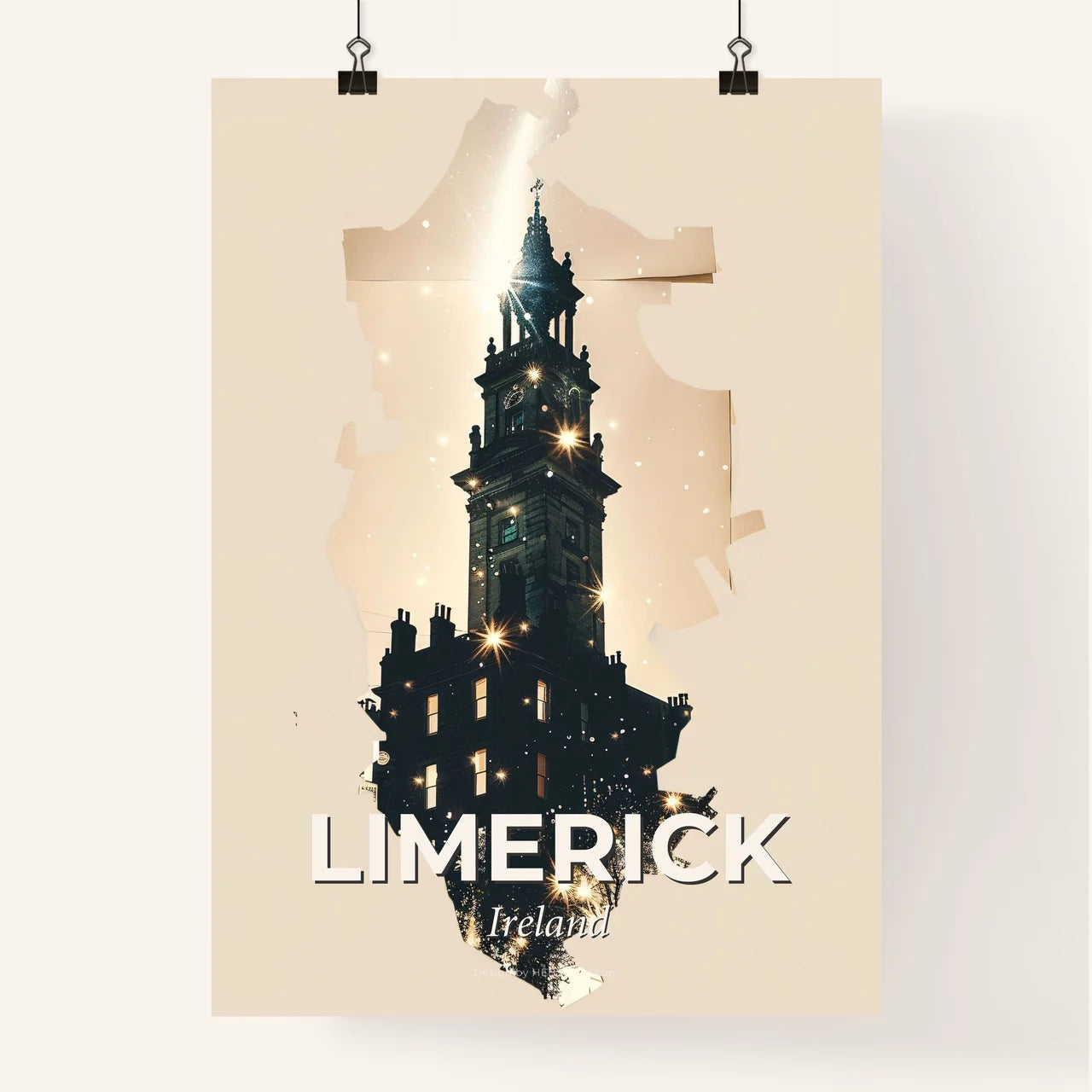 Limerick Skyline Wonders in Beige Composite Poster