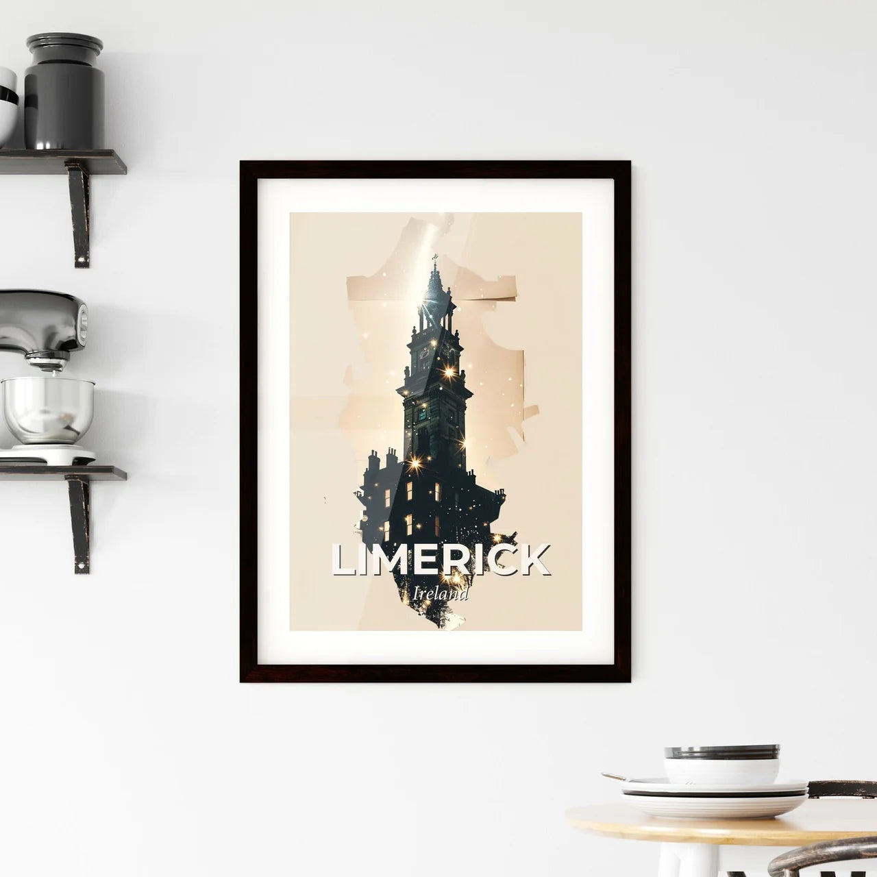 Limerick Skyline Wonders in Beige Composite Framed Print