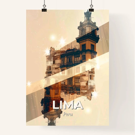 Lima Skyline Double Exposure Art Poster Poster