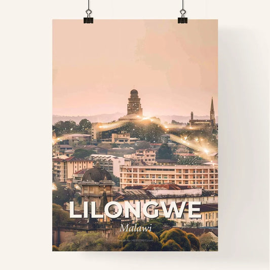 Lilongwe Skyline Double Exposure Composite Art Poster