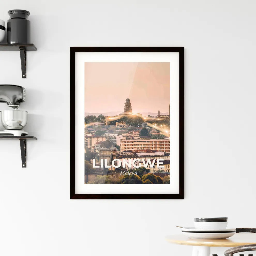 Lilongwe Skyline Double Exposure Composite Art Framed Print