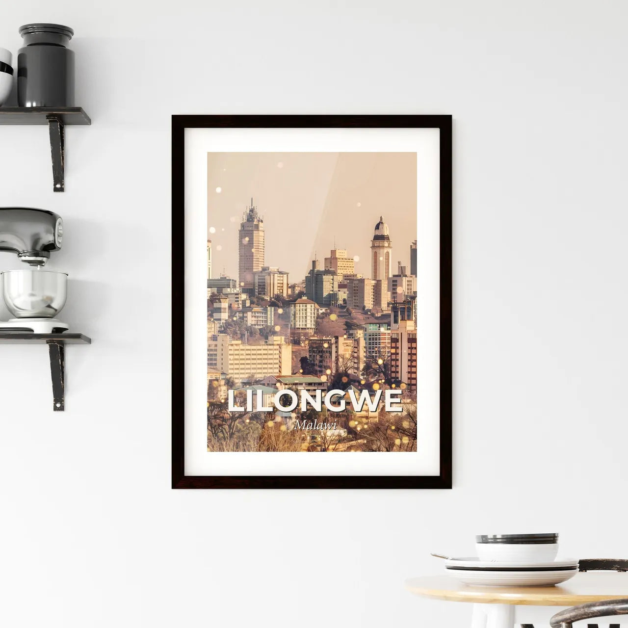Lilongwe Skyline Composite Art Poster in Local Colors Framed Print