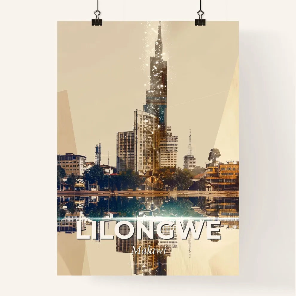 Lilongwe Skyline Double Exposure Art Print Poster