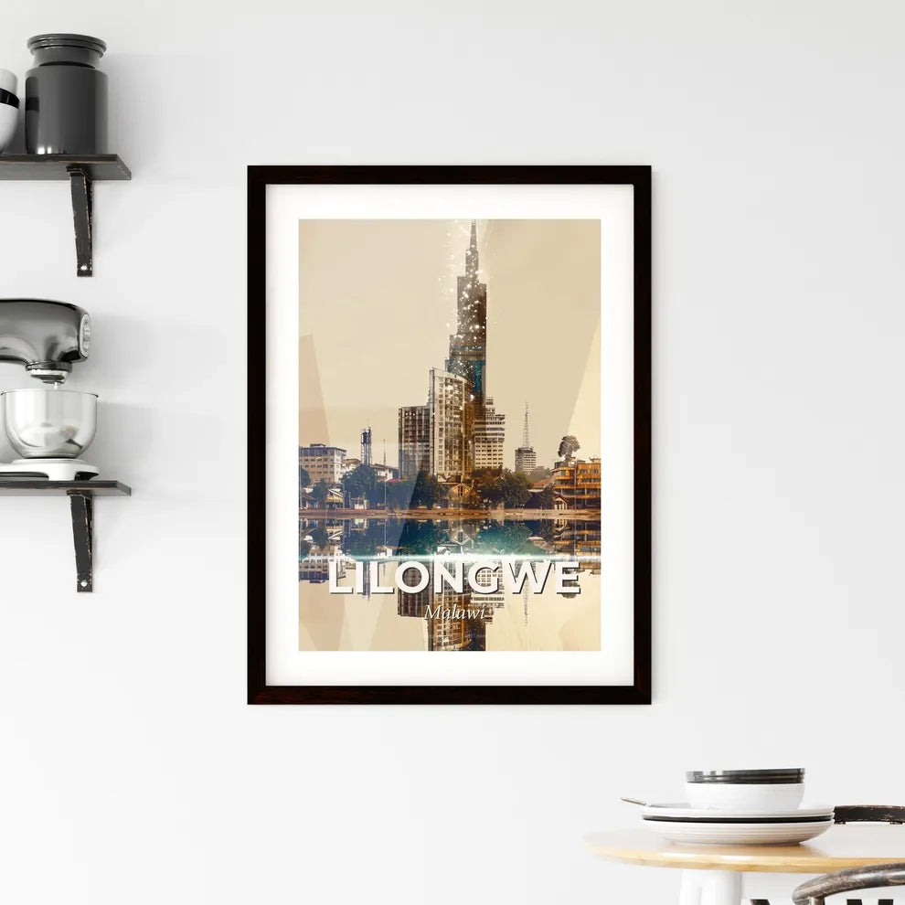 Lilongwe Skyline Double Exposure Art Print Framed Print