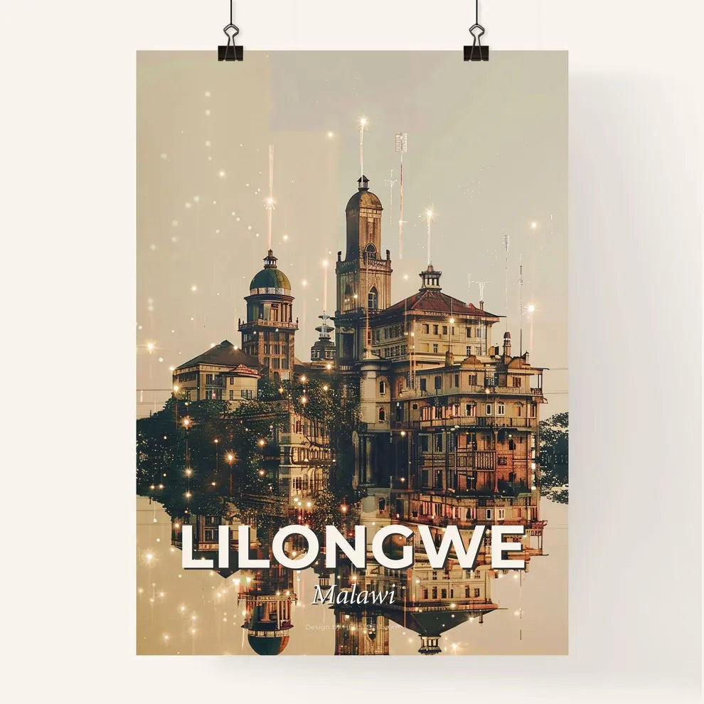 Lilongwe Skyline Double Exposure Art Poster Poster