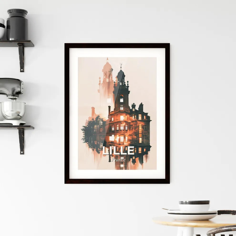 Lille City Skyline Art Poster Framed Print