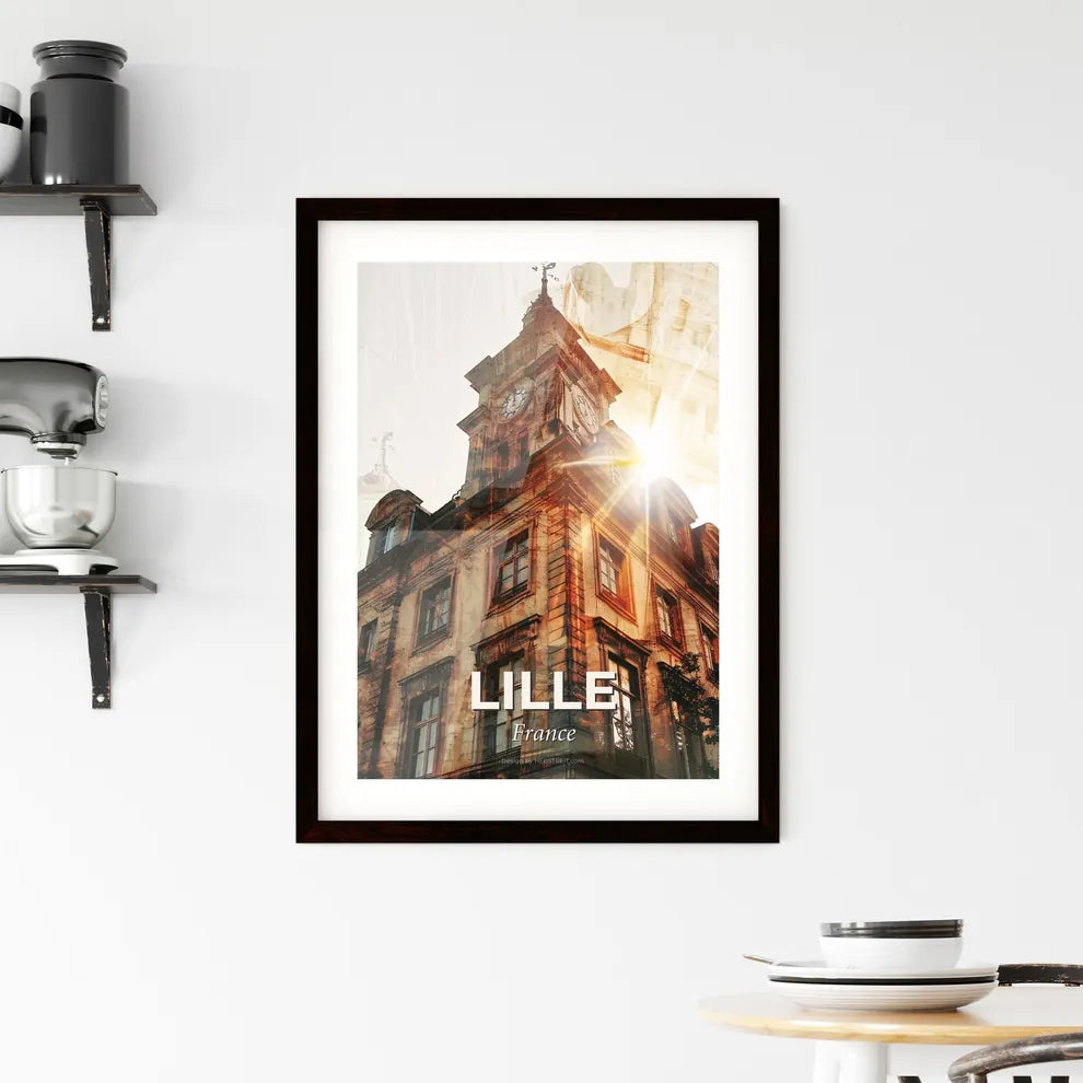 Lille Citylights in Dual Panorama Silhouette Framed Print