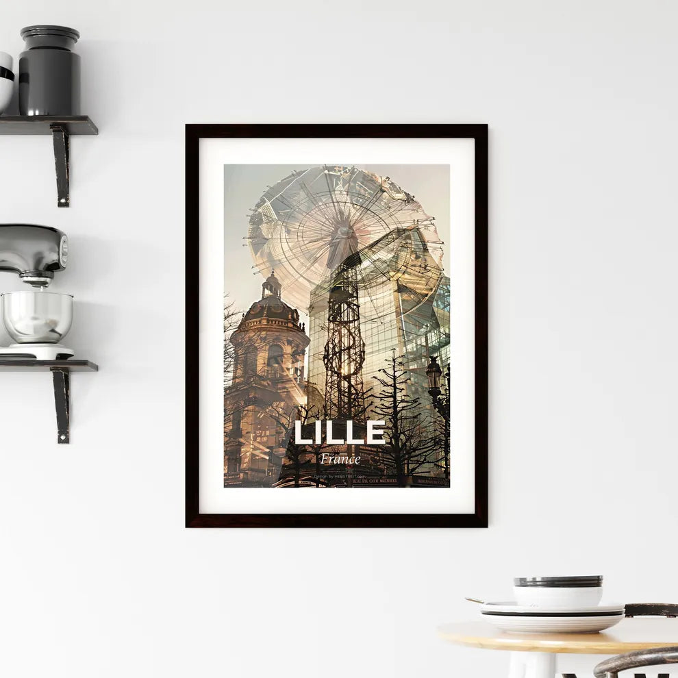 Lille Skyline Double Exposure Composite Poster Art Framed Print