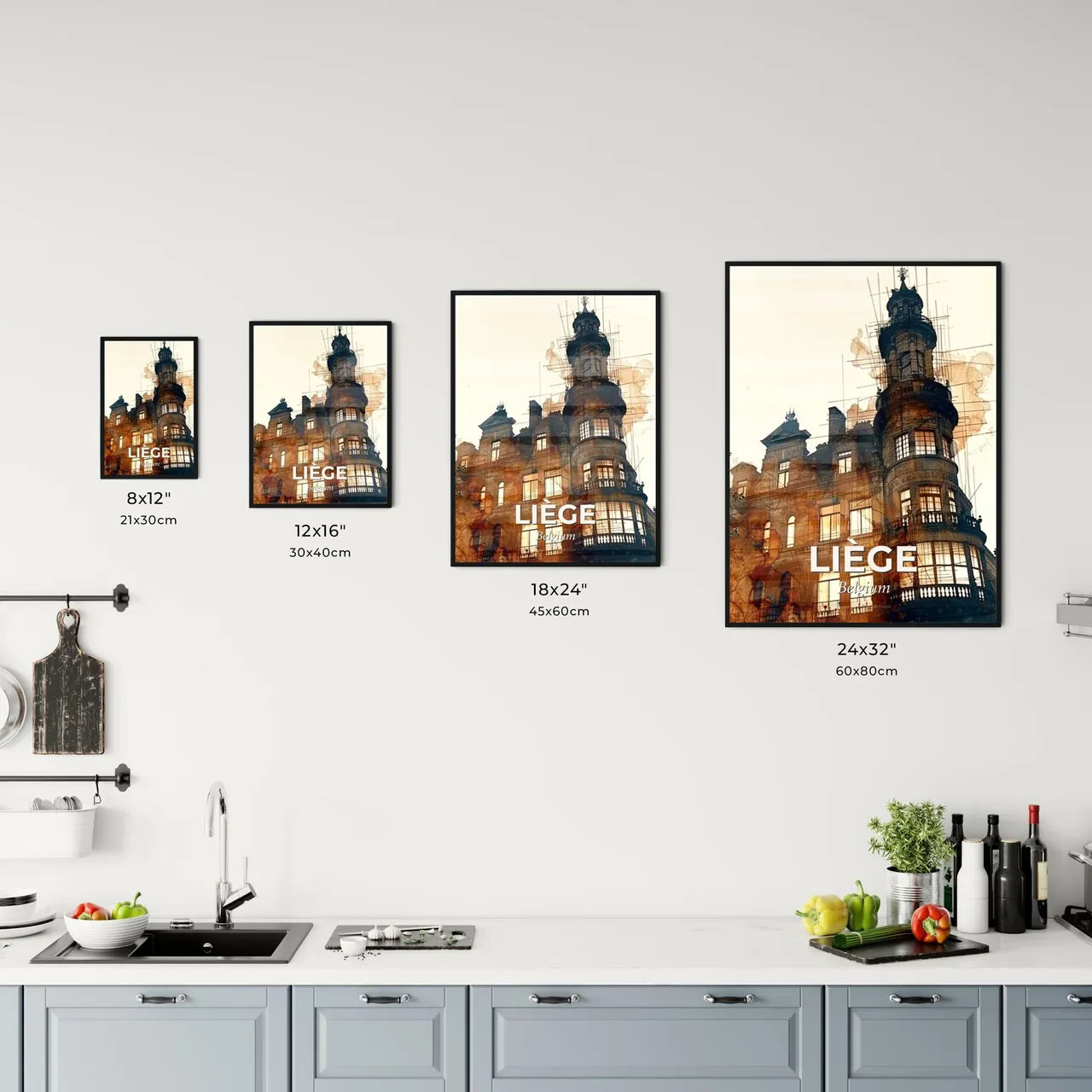 LiÃ¨ge Skyline Double Exposure Composite Art Poster Office Art