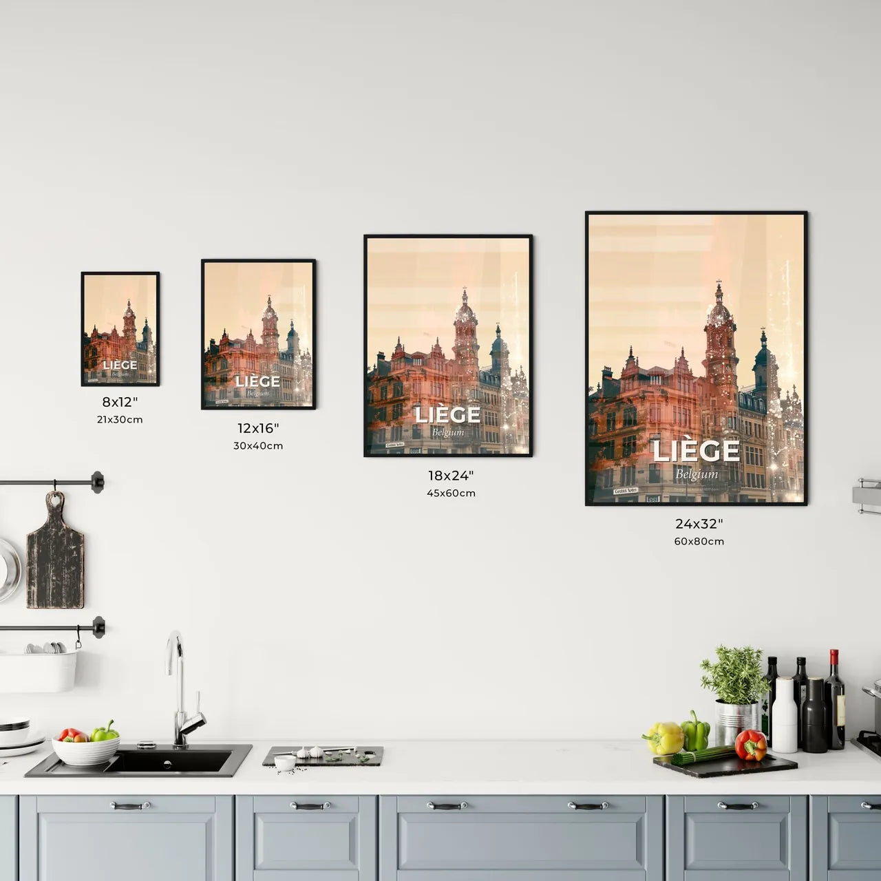 Liège Double Exposure Skyline Poster Art Office Art