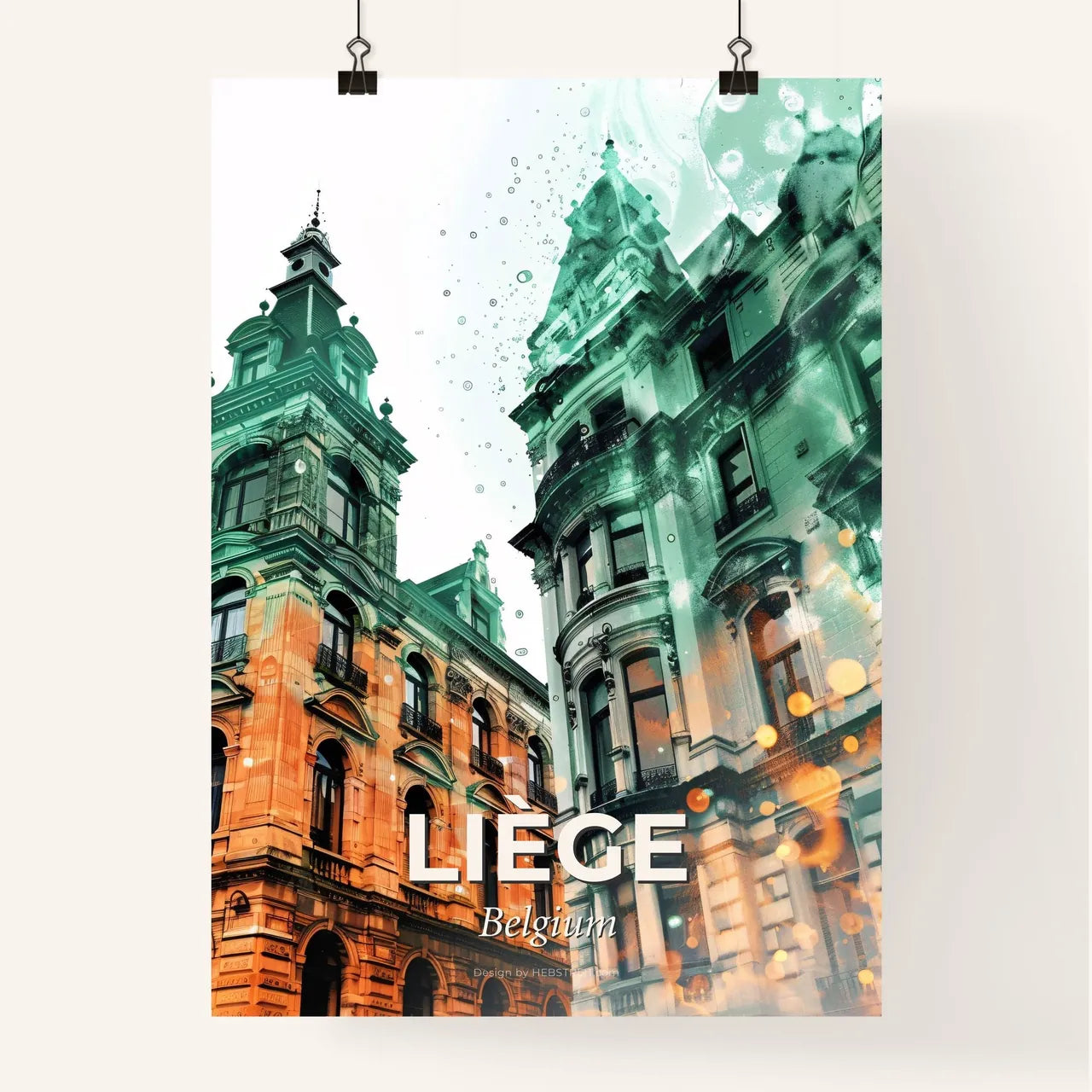 Liège Skyline Silhouette Art Deco Composite Paper Poster Poster