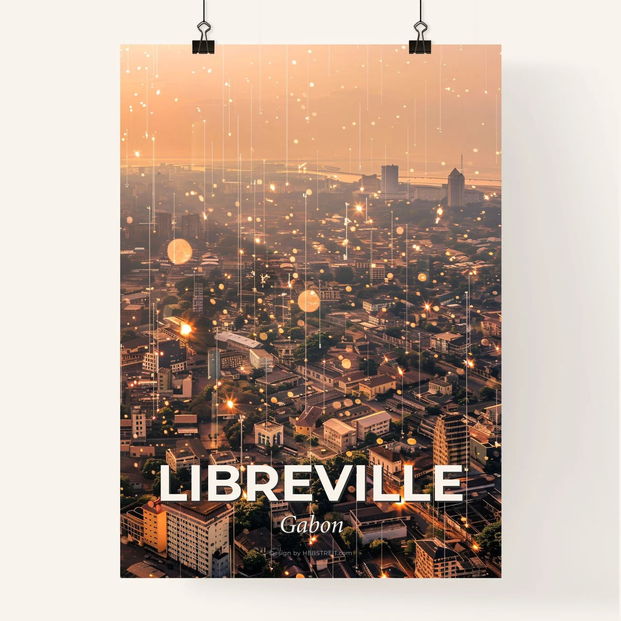 Libreville Skyline Cityscape Double Exposure Poster Poster