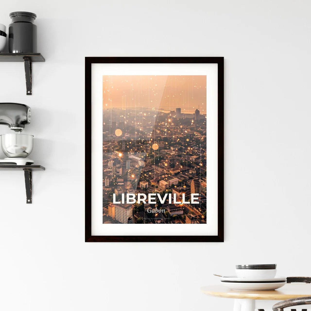 Libreville Skyline Cityscape Double Exposure Poster Framed Print