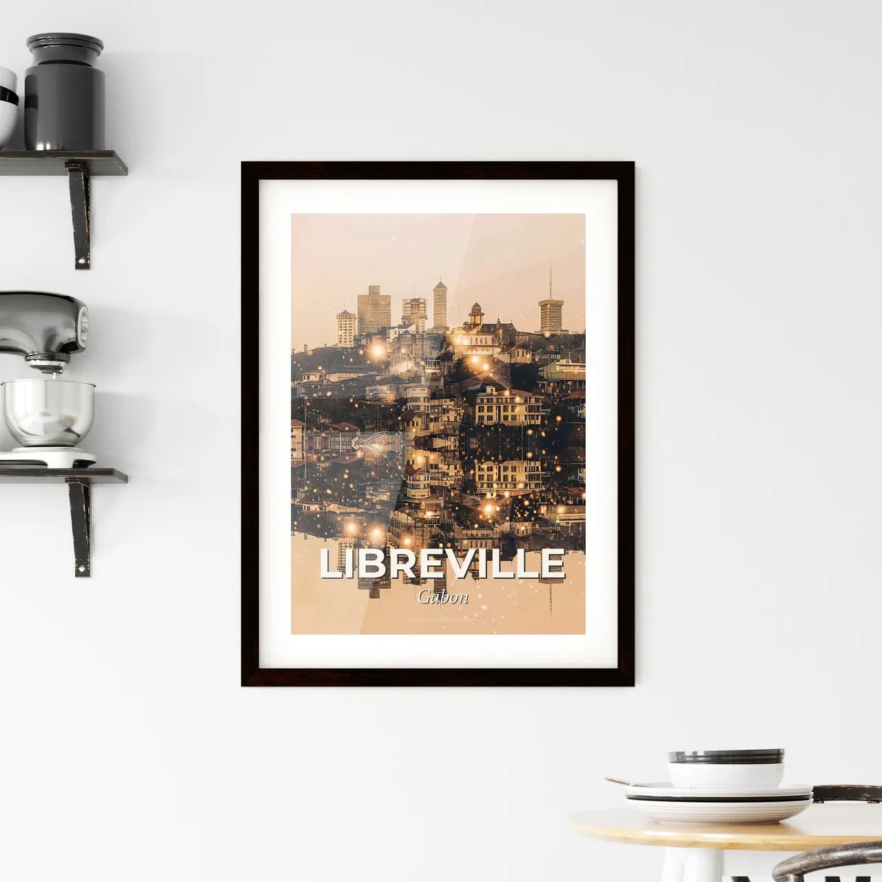 Libreville Skyline Iconic Architecture Poster Design Framed Print