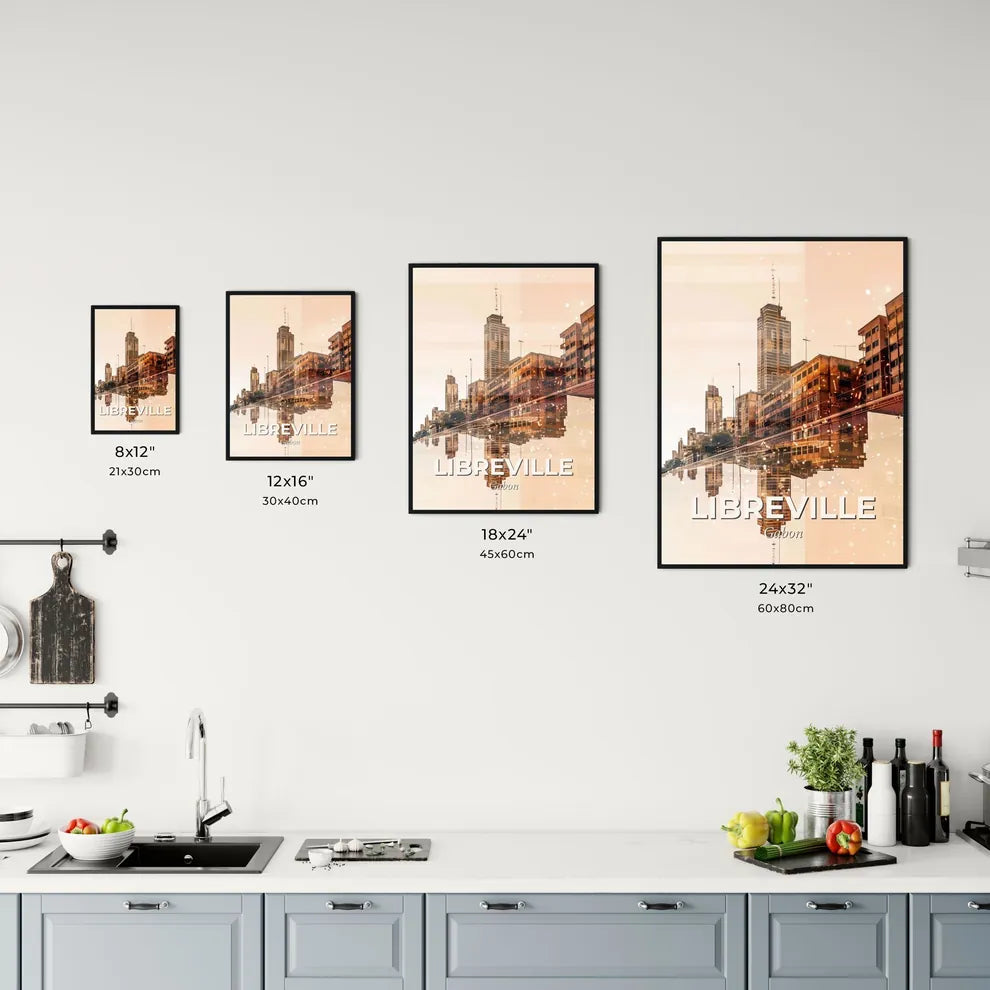 Libreville Iconic Skyline Art Bright Beige Office Art