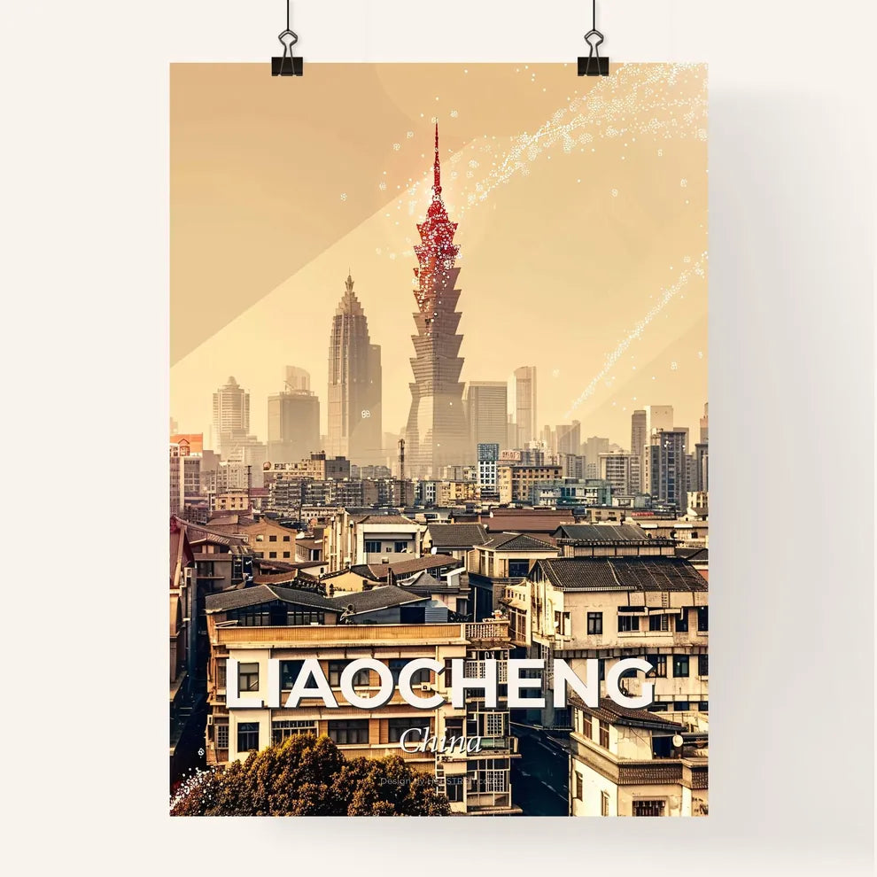 Liaocheng Skyline Double Exposure Art Poster Poster