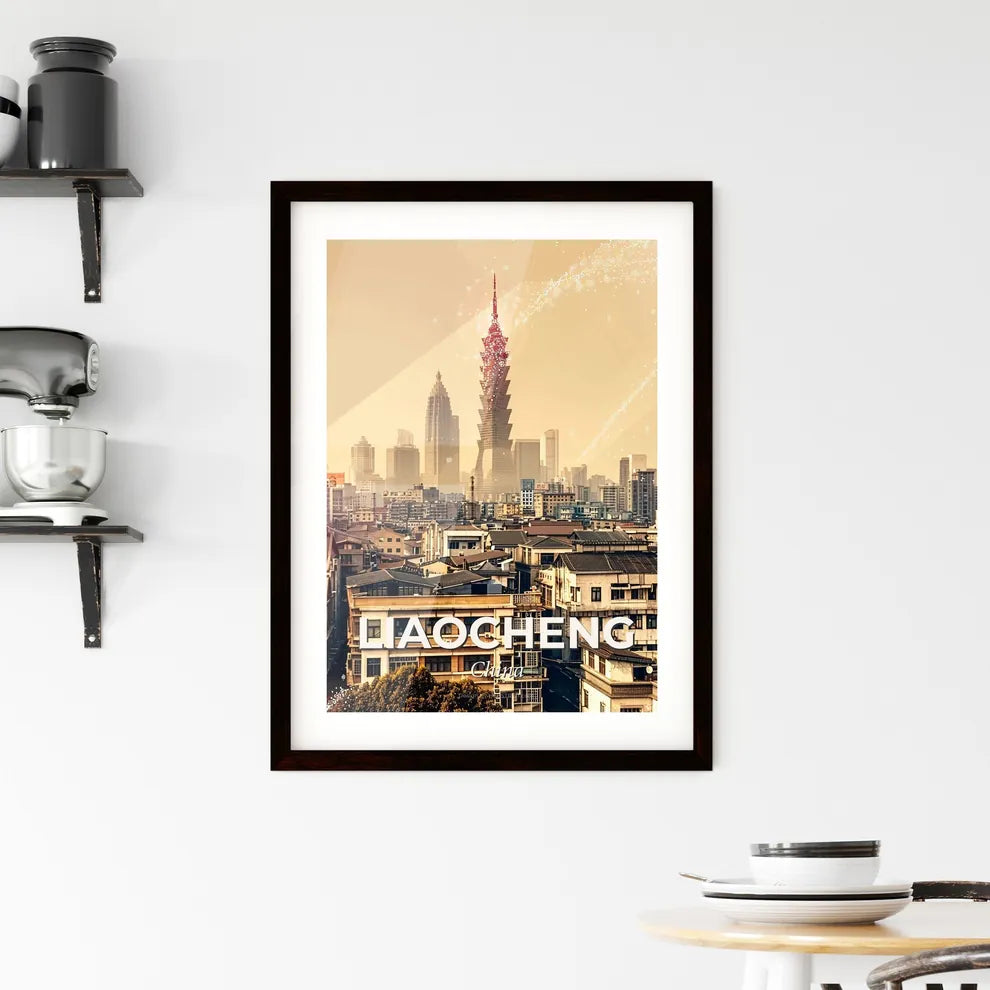 Liaocheng Skyline Double Exposure Art Poster Framed Print
