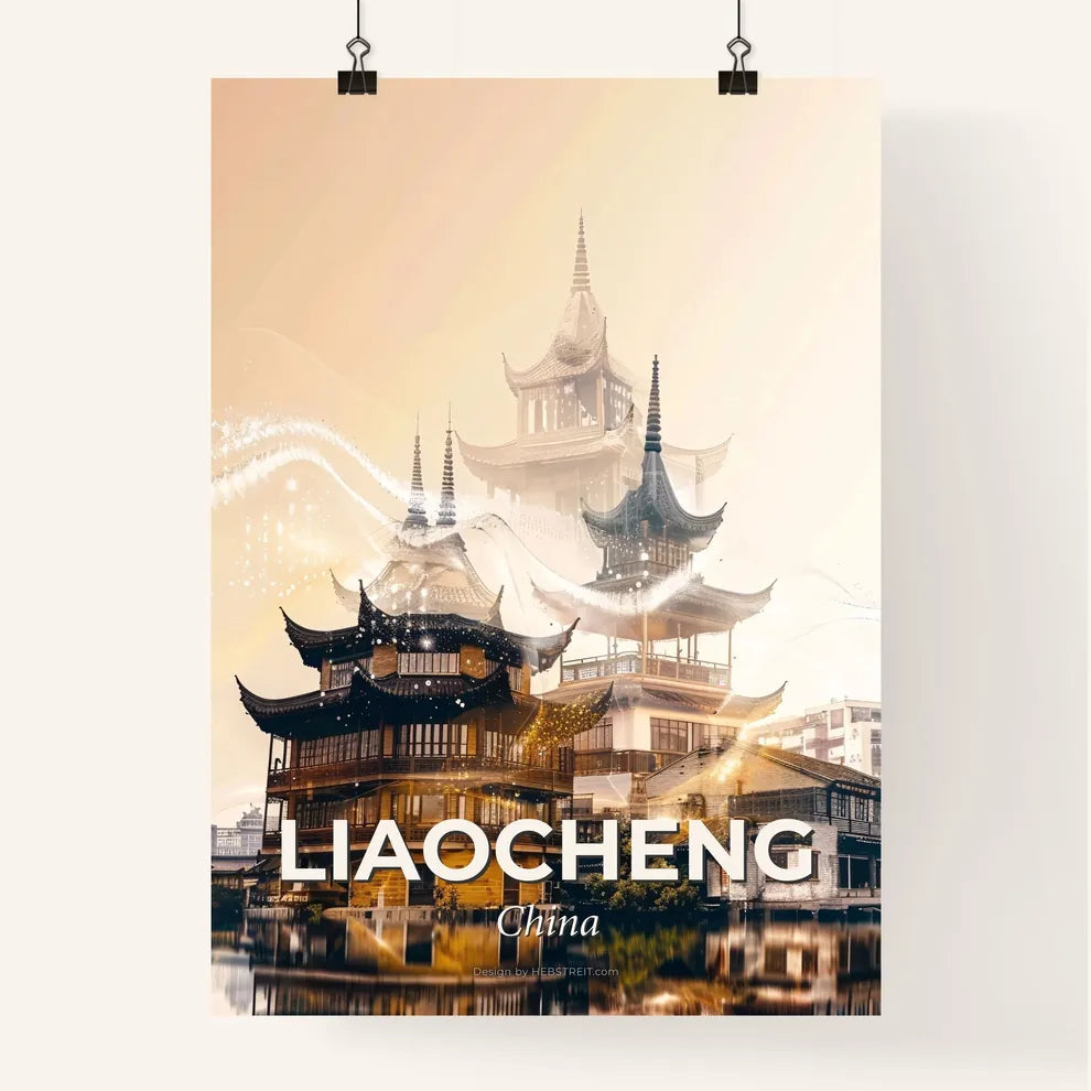 Liaocheng: Double Exposure Skyline Cityscape Poster Poster
