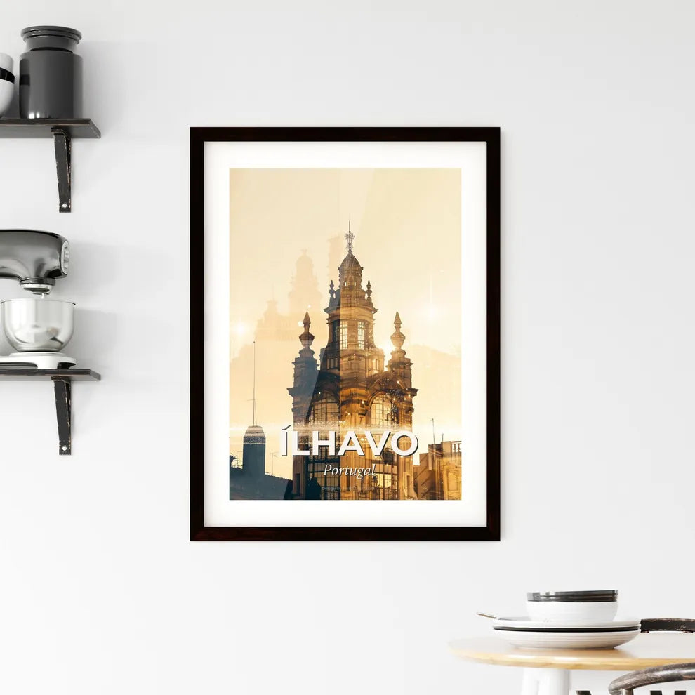 Alhavo Skyline Double Exposure Art Poster Framed Print