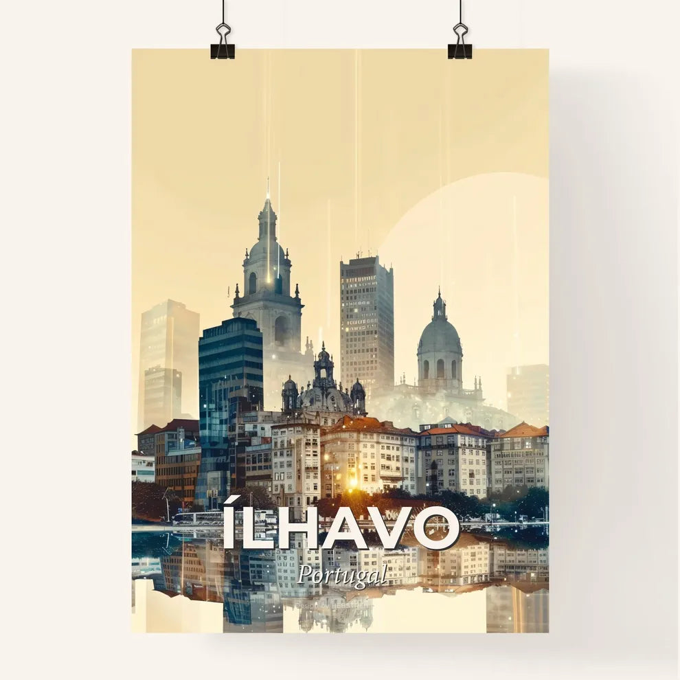 Alcavo City Lights: Double Exposure Skyline Art Poster