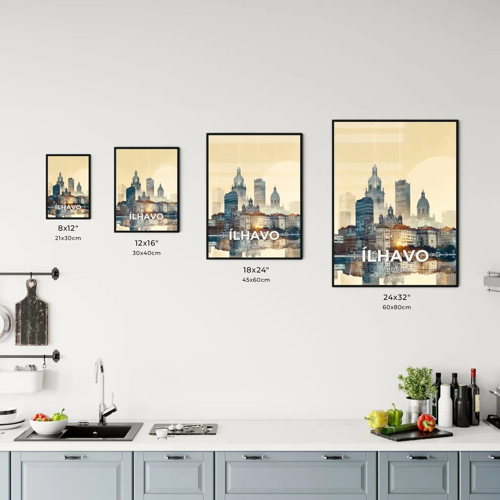 Alcavo City Lights: Double Exposure Skyline Art Office Art