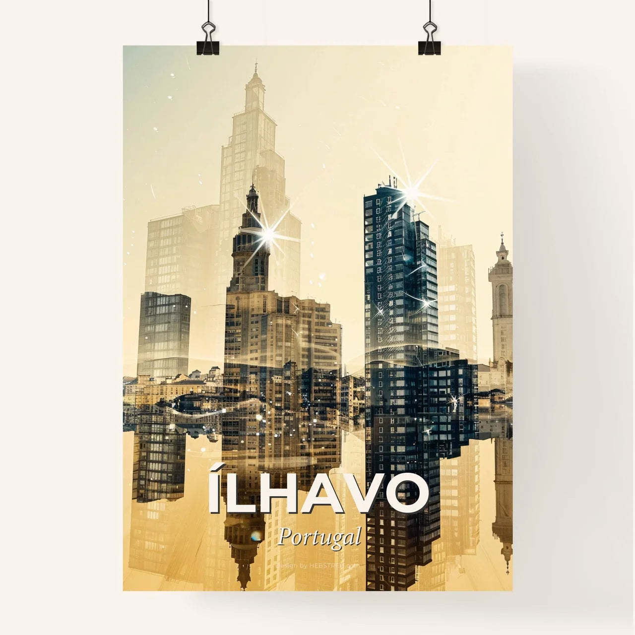 Ãlhavo skyline double exposure poster art Poster