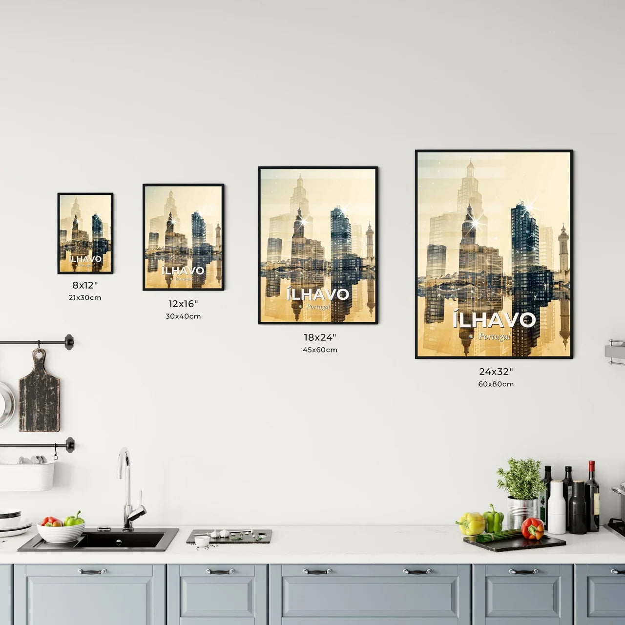 Ãlhavo skyline double exposure poster art Office Art