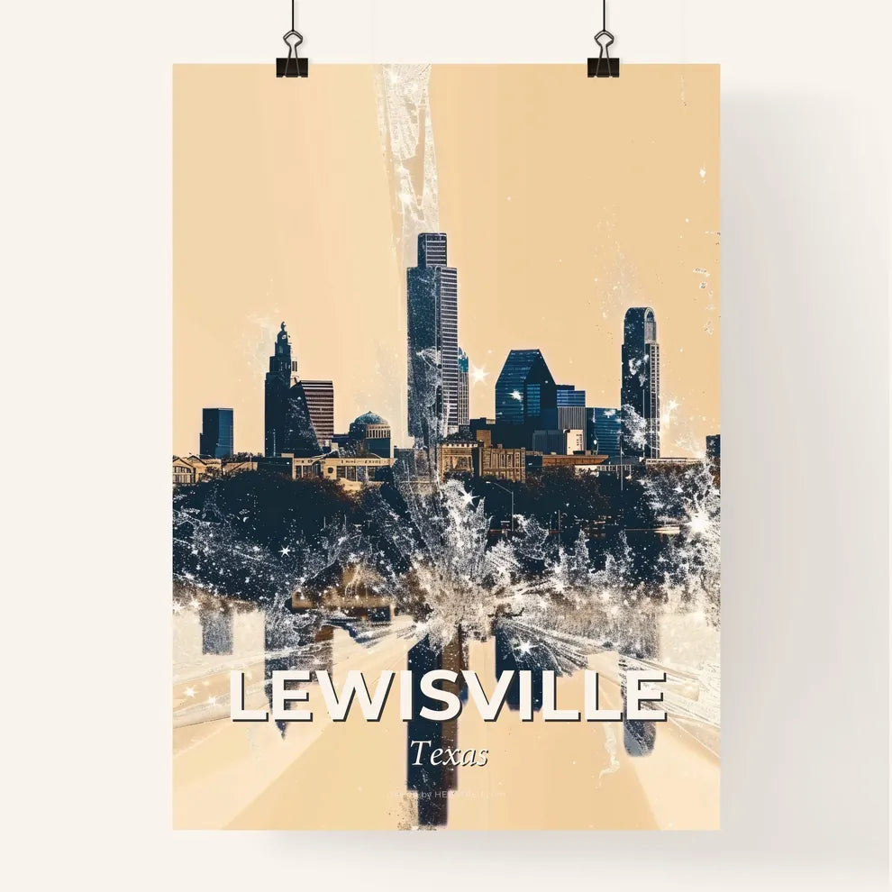 Lewisville | Lights, Icons, Beige, Sparkle Poster