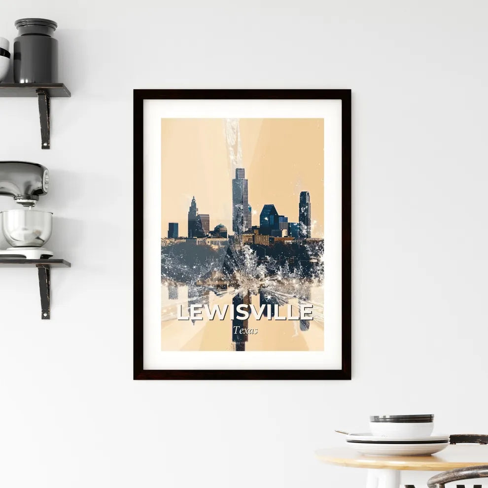 Lewisville | Lights, Icons, Beige, Sparkle Framed Print