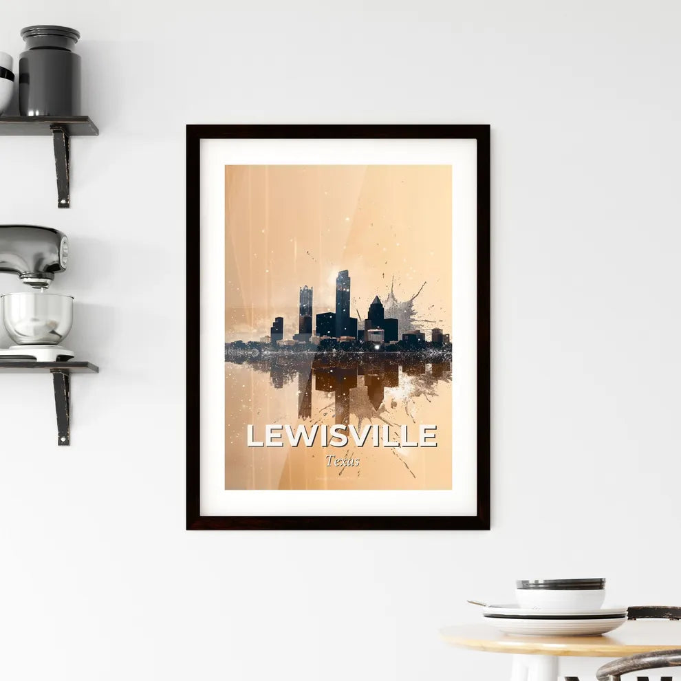Lewisville Skyline Composite Art: Local Architecture Icons Framed Print